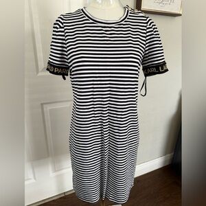 Karl Lagerfeld Monochrome Striped Midi Dress